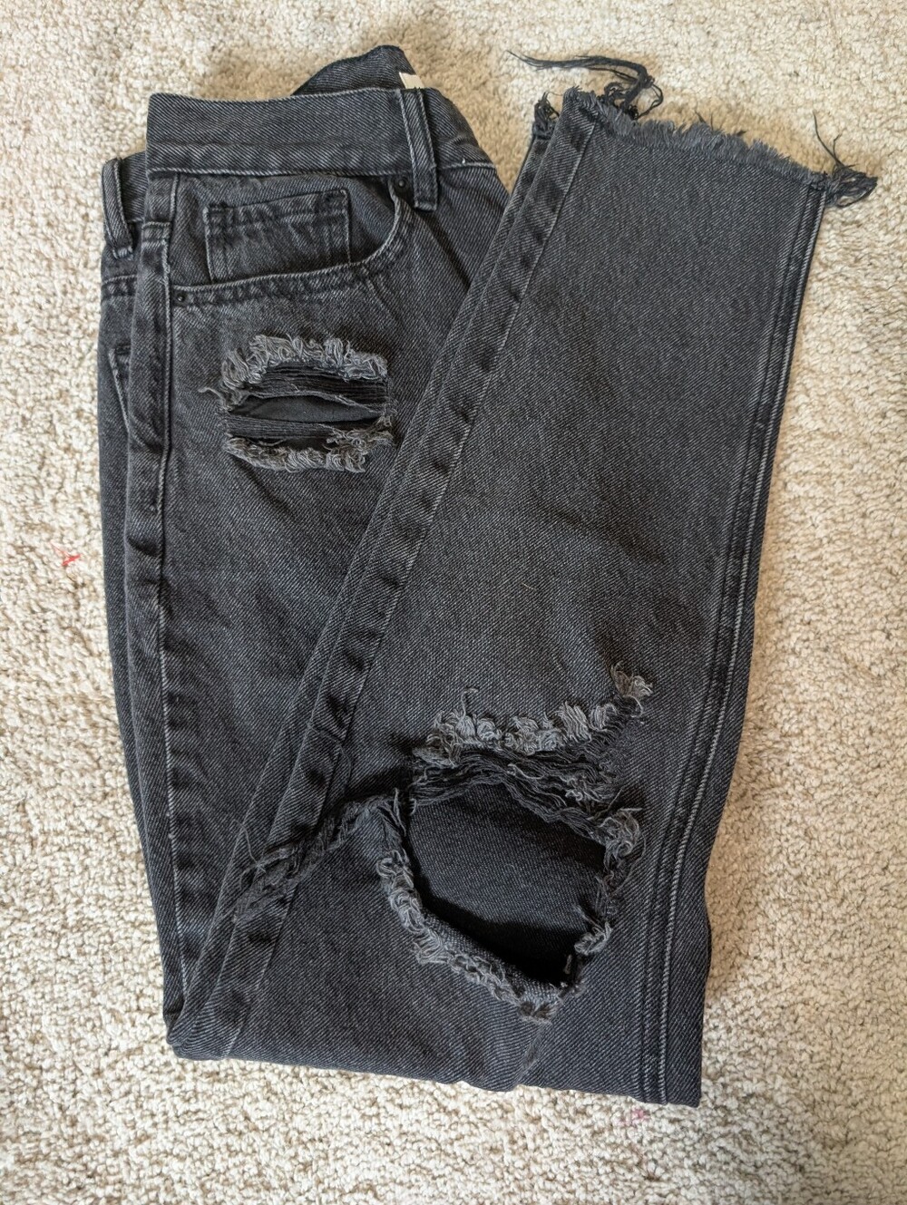 PacSun Washed Black Distressed Straight Leg Jeans